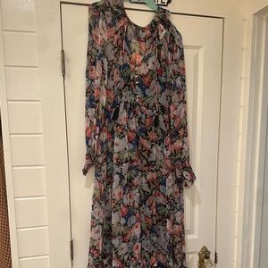 Anthropologie Floral Ruffled Tiered Maxi Dress with slip